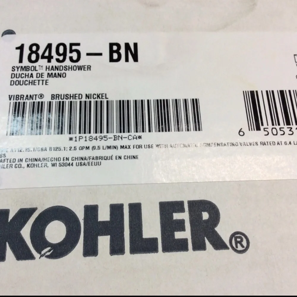 Kohler Symbol K-18495-BN multifunction hand shower brushed nickel finish.